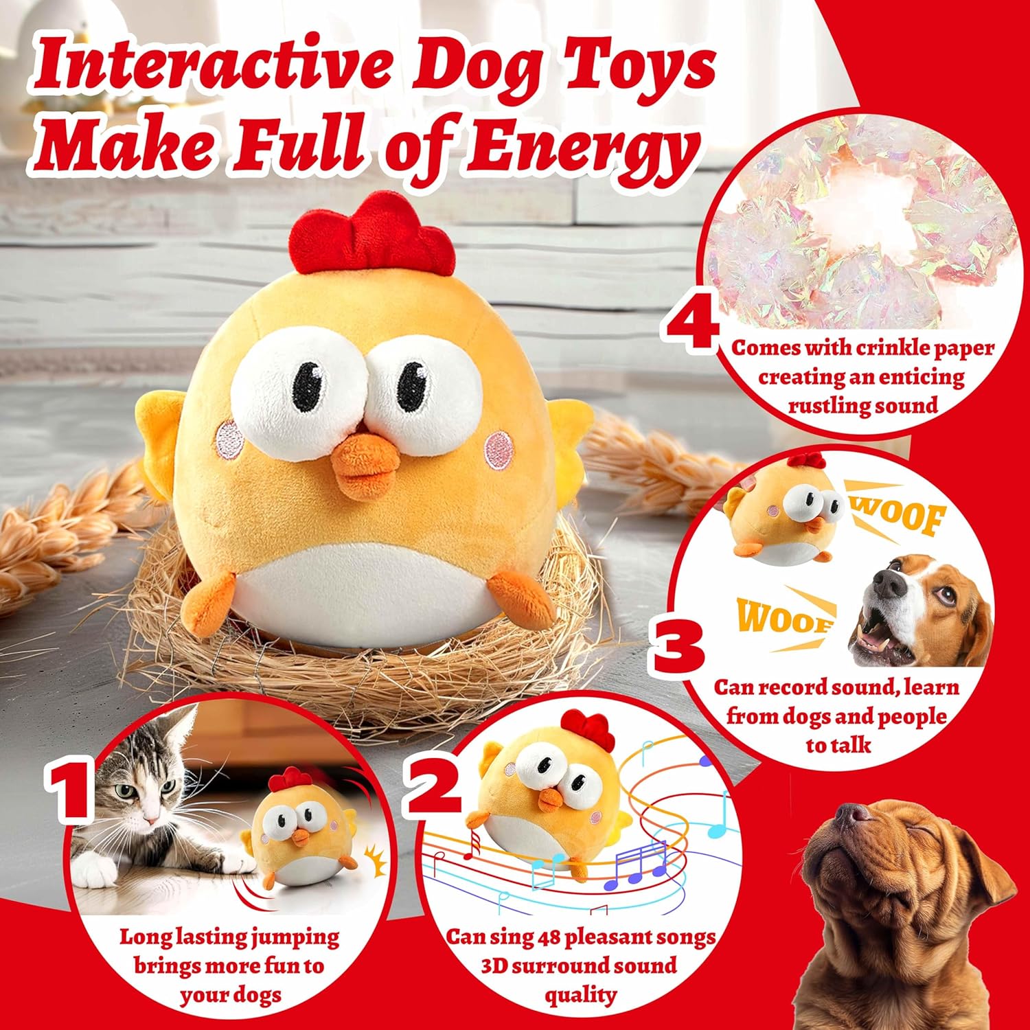 GUKCO rechargeable dog toy displaying the USB charging port on the electronic core.