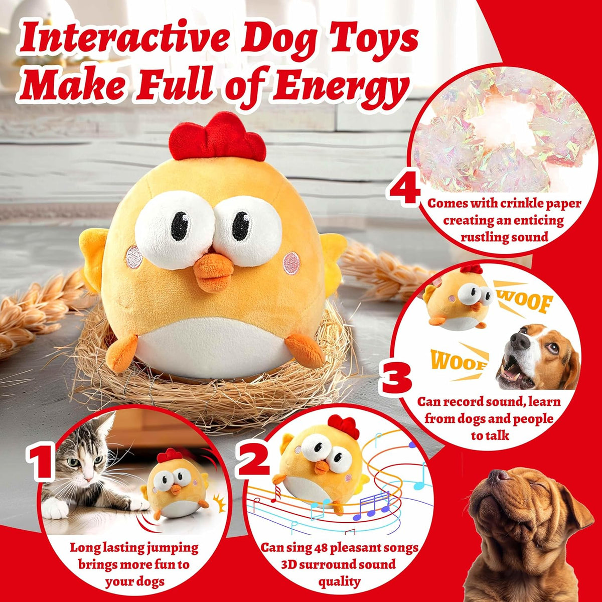 GUKCO rechargeable dog toy displaying the USB charging port on the electronic core.