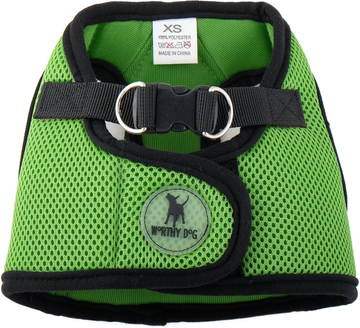The Worthy Dog Sidekick harness front view lime green