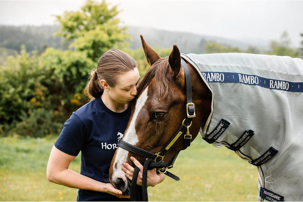 Horseware Rambo Protector Neck Cover front view premium fly hood for horses