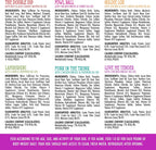 Top view of six different Weruva dog food pouch flavors