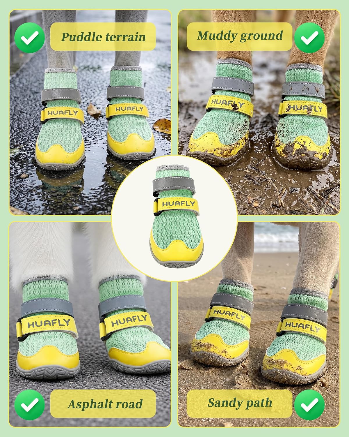 Huafly dog shoes lightweight mesh design for cooling