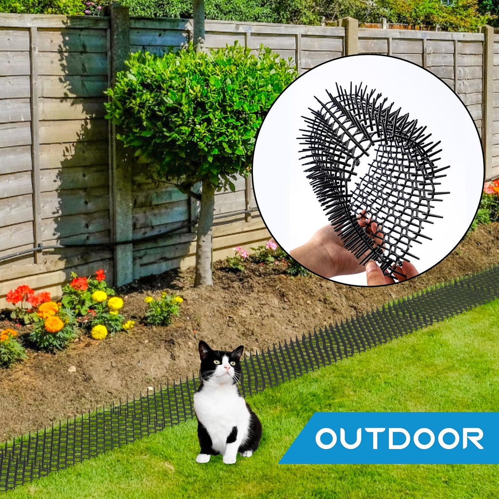 Flexible Oceanpax cat repellent mat on garden soil