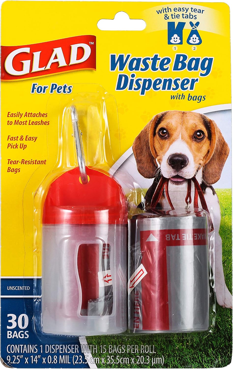 Glad For Pets leak protection waste bags being pulled apart easily at the perforated edge.