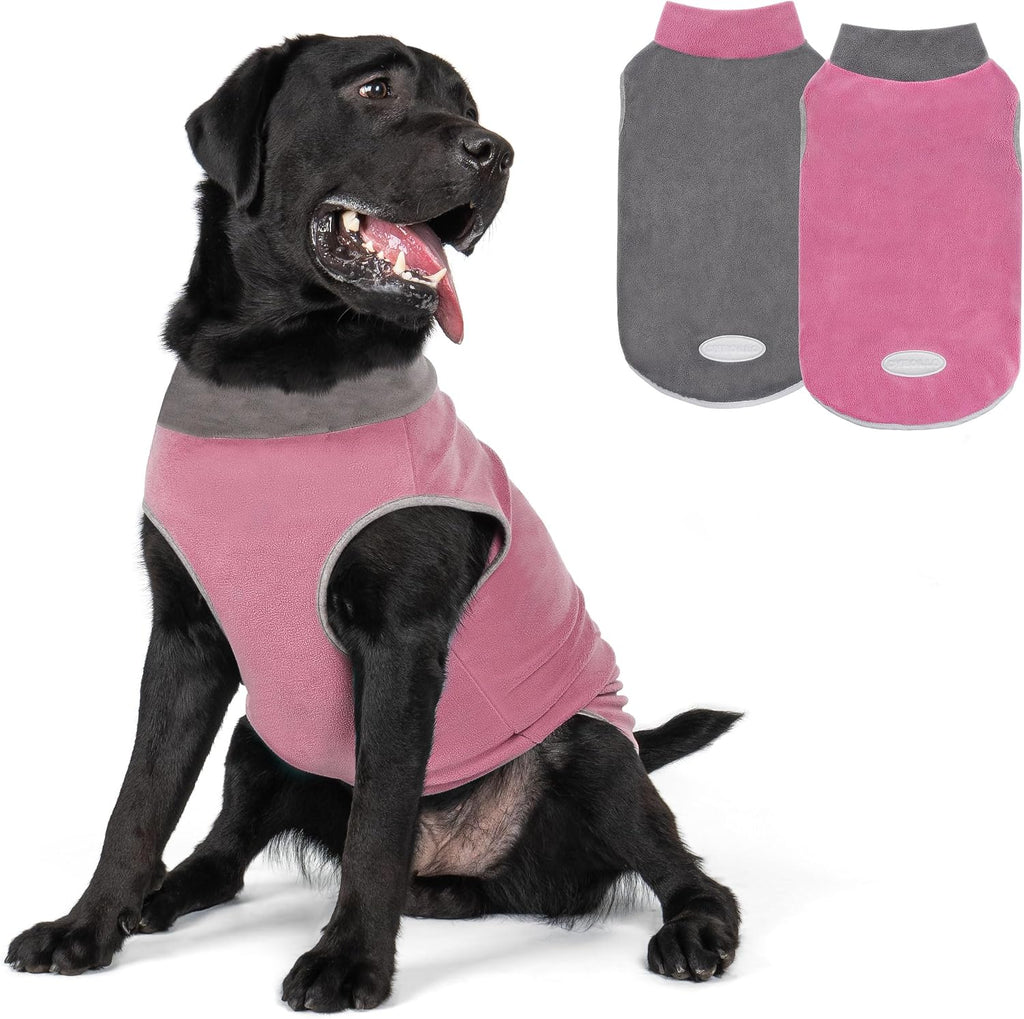 cyeollo 2 Pack Fleece Dog Sweater Stretchy Pullover Soft Dog Jacket with Reflective Stripe Lightweight Sweatshirt Pet Clothes Coats for Small Dogs, Navy & Grey L - Image 9