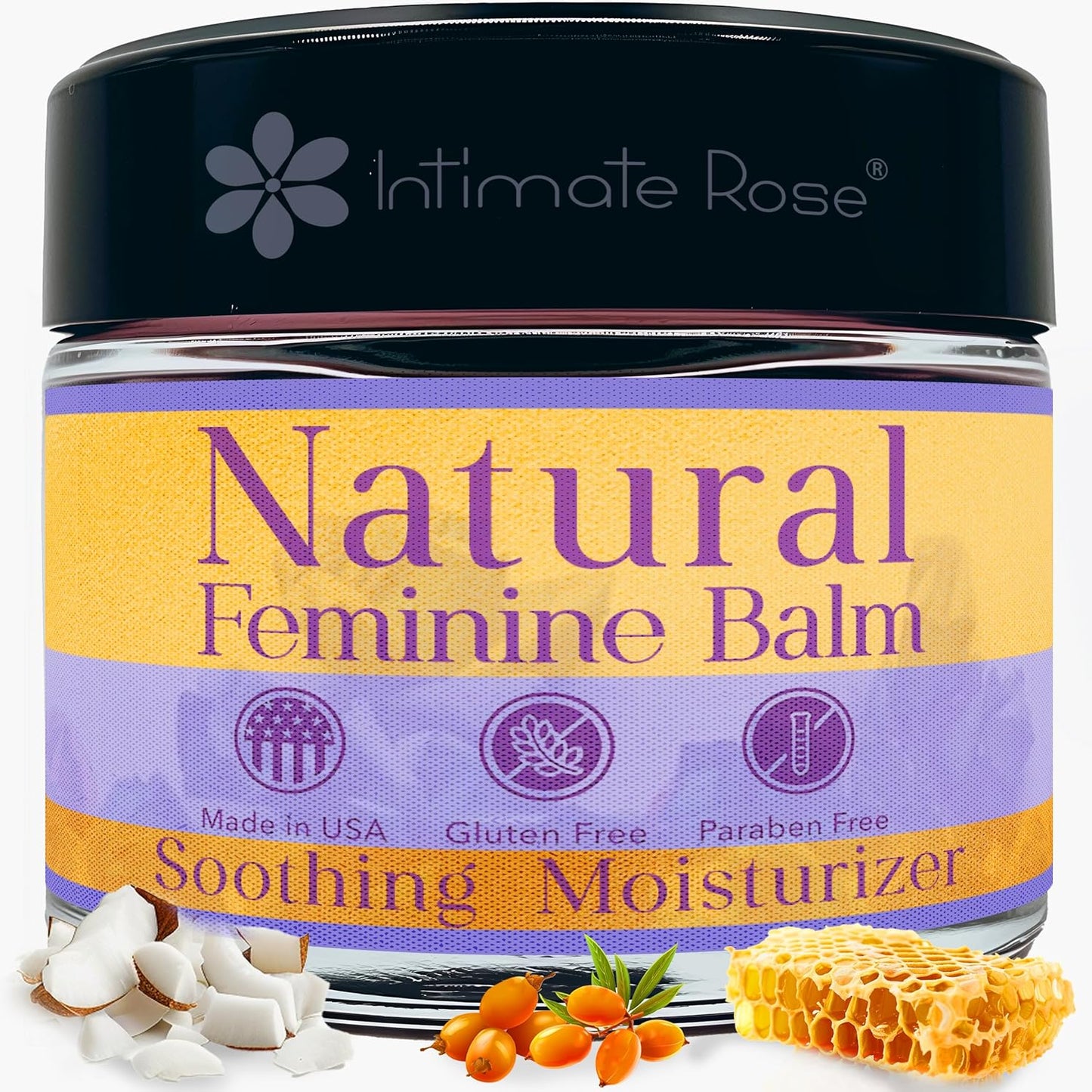 Intimate Rose Vulva Balm 2 ml front view for feminine skin hydration.
