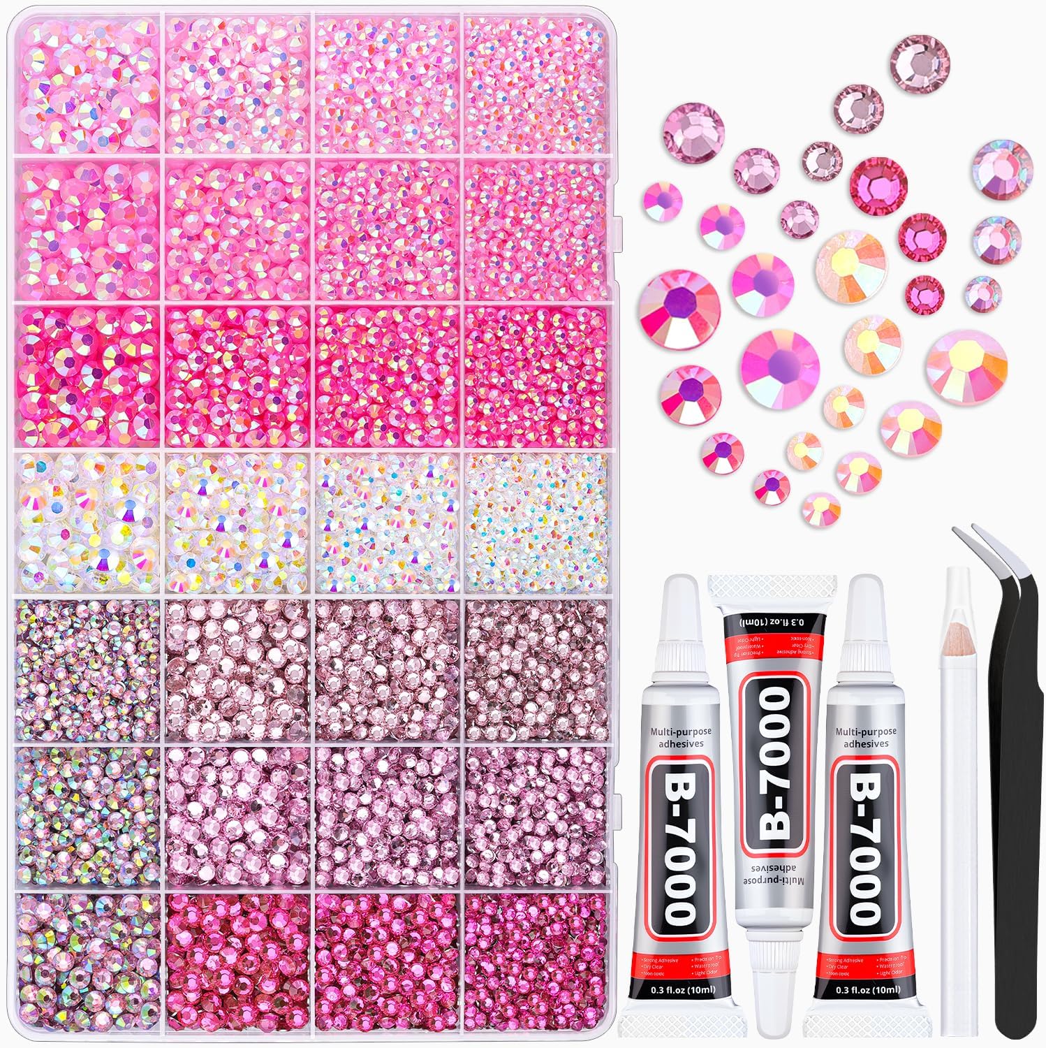 Tinkrstuff 20000 pieces pink rhinestones bedazzling kit front view