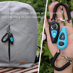Handheld view of premium puppy behavior correction tool with attached elastic lanyard