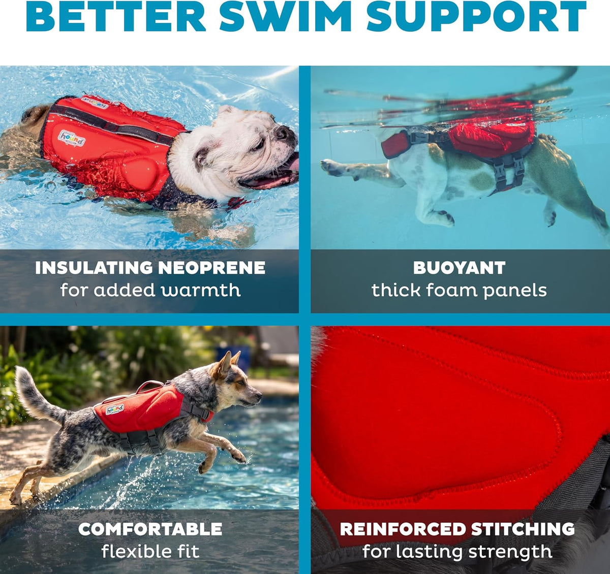 Outward Hound neoprene dog life jacket neck float detail