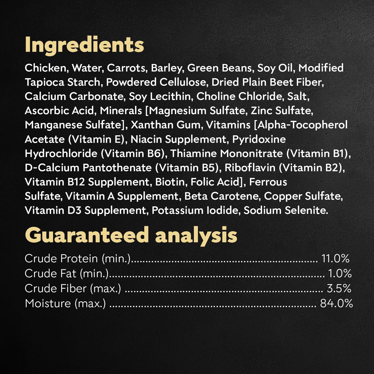 Cesar chicken carrots barley and green beans formula complete nutritional details