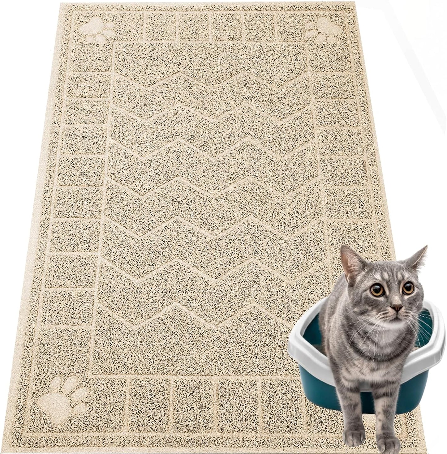 Cat Litter Box Mat, 35" x 24" Large Kitty Litter Trapping Mat Keep Floor Clean, Litter Box Mat Scatter Control, Waterproof, Easy to Clean, Durable Large Size Litter Mats for Floor - Image 12
