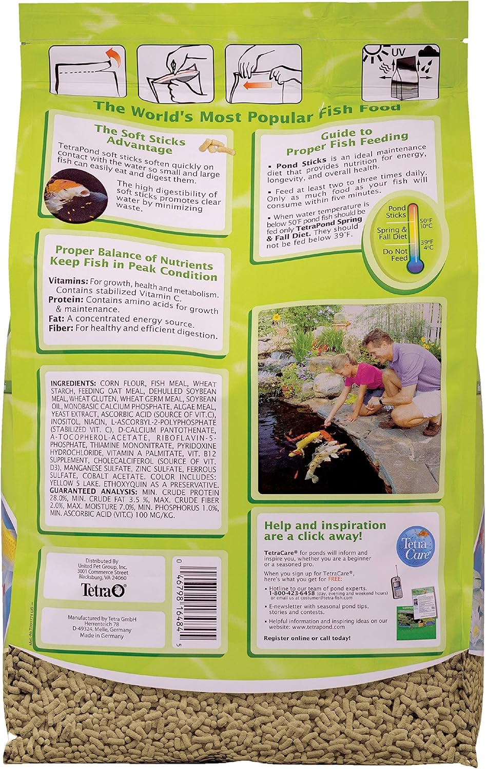 Tetra pond fish food packaging details