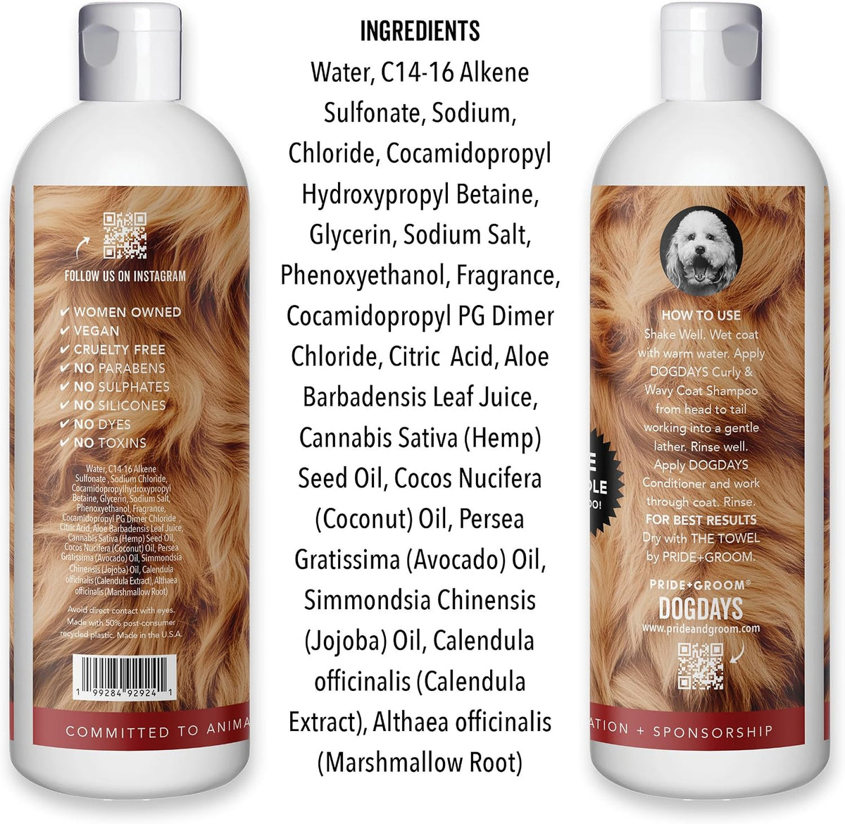 Pride And Groom professional formula detangling dog shampoo bottle