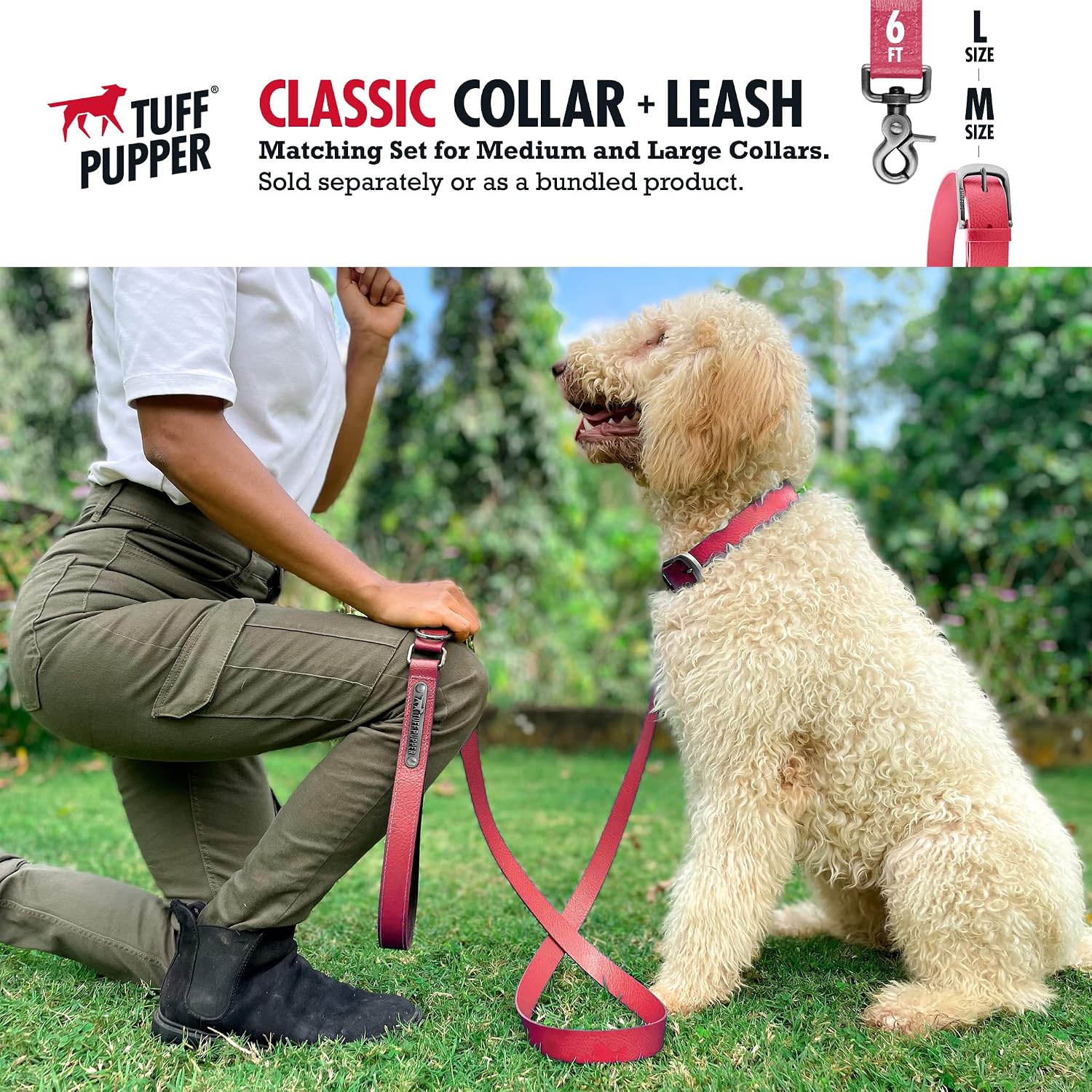 Tuff Pupper dog collar showing metal hardware and adjustment holes