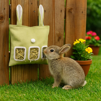 Cute Hanging Rabbit Hay Feeder Bag, Guinea Pig Hay Bag, Bunny Feeders Holder Storage For Small Pets Bunnies Chinchilla Hamster Rats, Guinea Pig Accessories For Cage, Bunny Accessories For Cage (Green) - Image 4