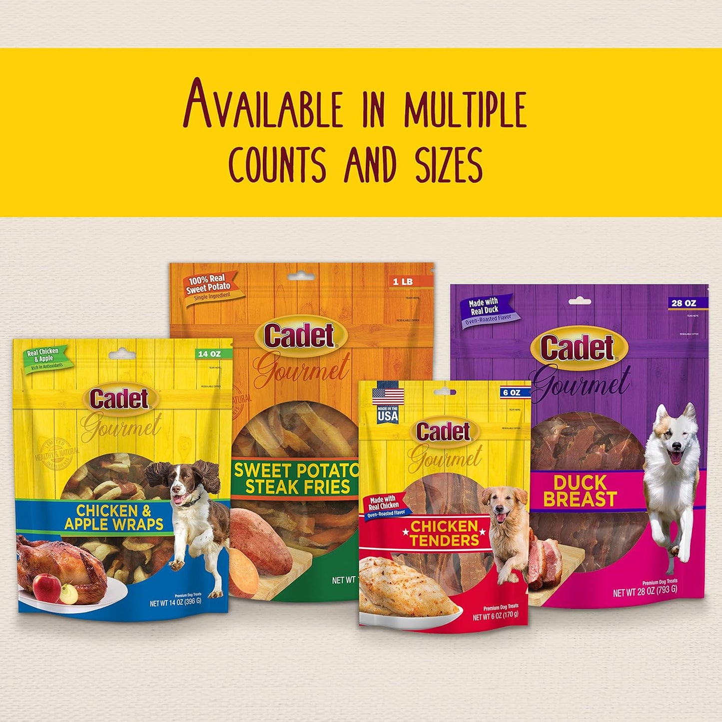 High quality natural duck and sweet potato dog chews in pile