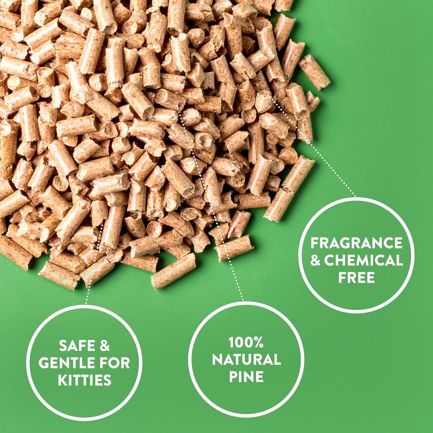 Close up of Feline Pine natural wood pellets