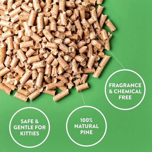 Close up of Feline Pine natural wood pellets