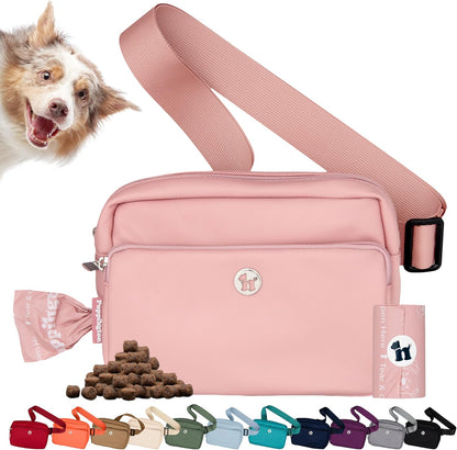 Puppington 3-in-1 Crossbody Dog Walking Bag & Treat Pouch with Matching Planet Safe Poop Bags & Built-In Dispenser - Dog Mom Gift for Puppy Training with Zippered Pockets (Onyx Black) - Image 10