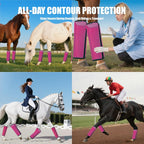 Detailed shot of the sag free plastic stays and curved edges on protective horse boots.