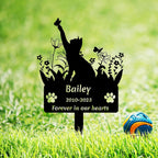 Custom Cat Name Memorial Grave Stake Marker, Personalized Floral Cat Memorial Grave Marker, Customized Flowers Butterfly Cat Memorial Stake Outdoor Metal Grave Plaque Cat Memorial Statue - Image 15