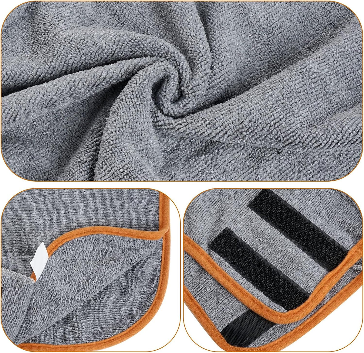 JTYKUYR super absorbent dog towels with adjustable magic strips close up view