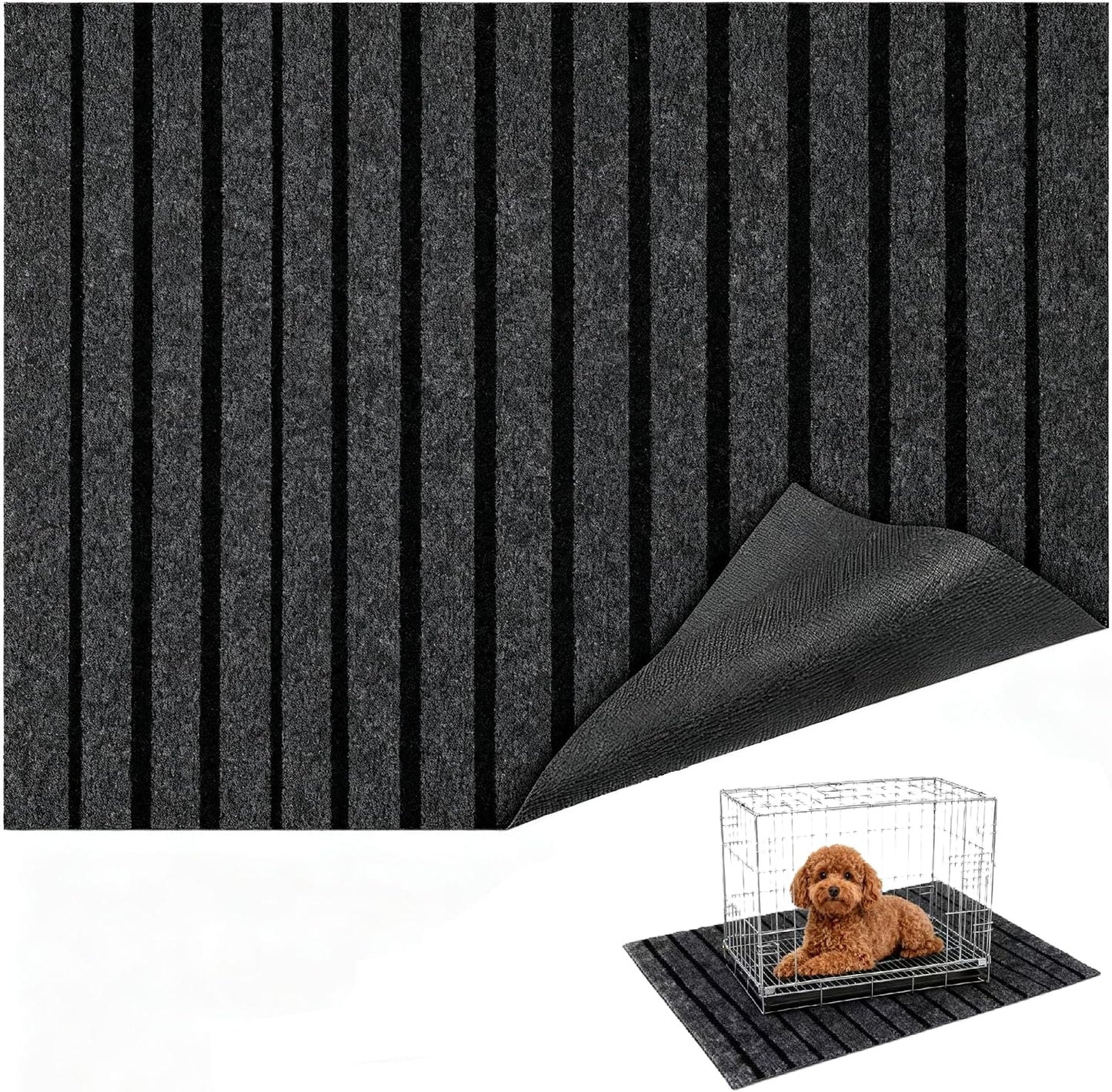 Mluyeri dog crate mat front view showing striped pattern