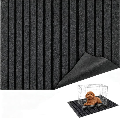 Mluyeri dog crate mat front view showing striped pattern
