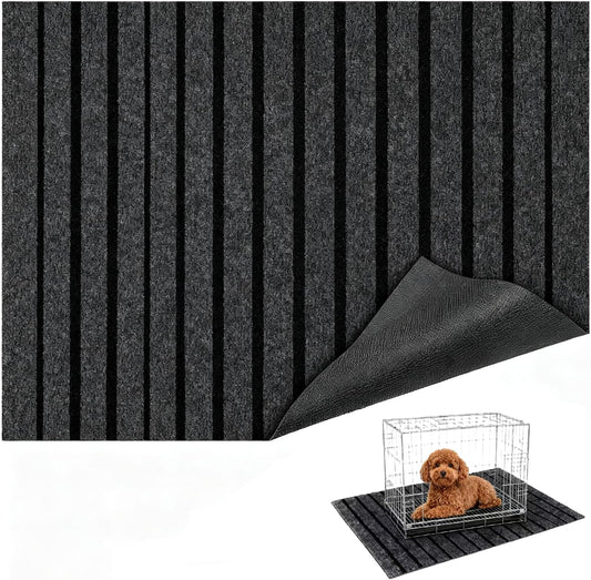 Mluyeri dog crate mat front view showing striped pattern
