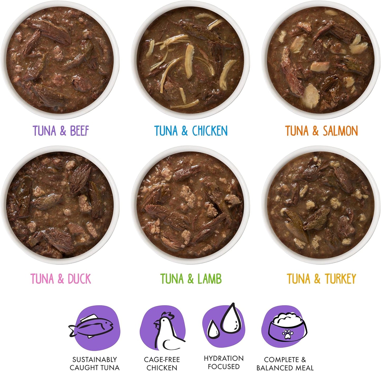 Healthy tuna based wet cat food pouches for adult cats and kittens.
