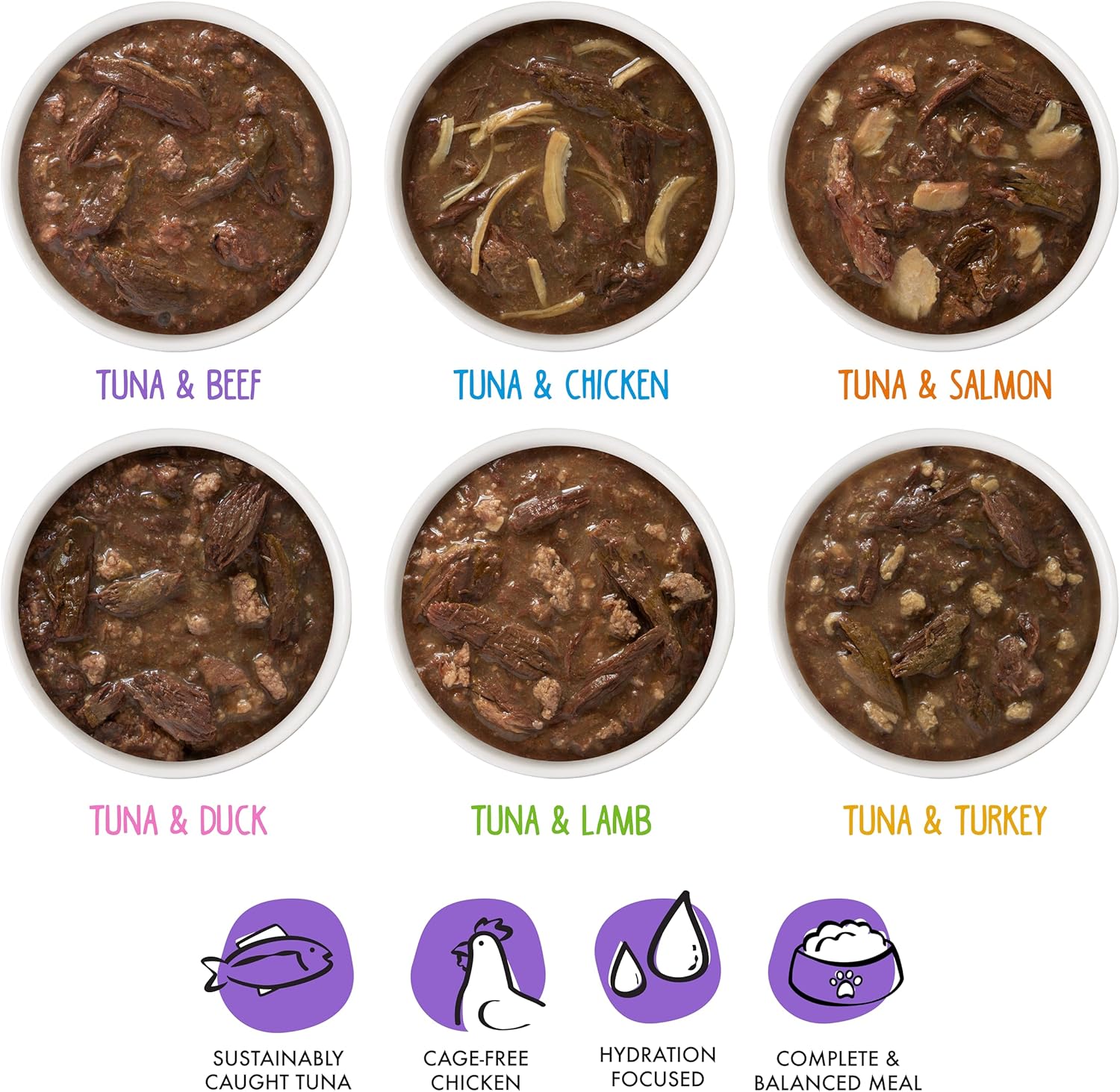 Healthy tuna based wet cat food pouches for adult cats and kittens.