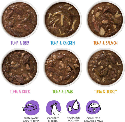 Healthy tuna based wet cat food pouches for adult cats and kittens.