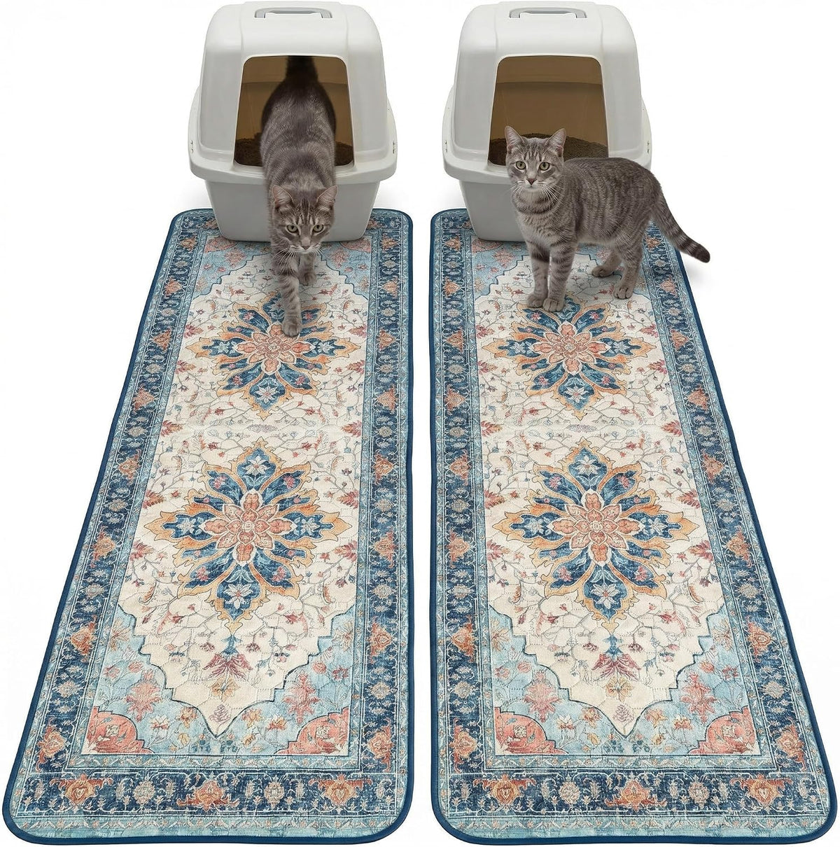 Hompet Cat Litter Mat 2 Pack, 18x28 Machine Washable Trapping Mats for Cats, Super Absorbent & Urine-Proof Cat Litter Box Mat for Floor, Waterproof & Non Slip Kitty Litter Rug - Image 15