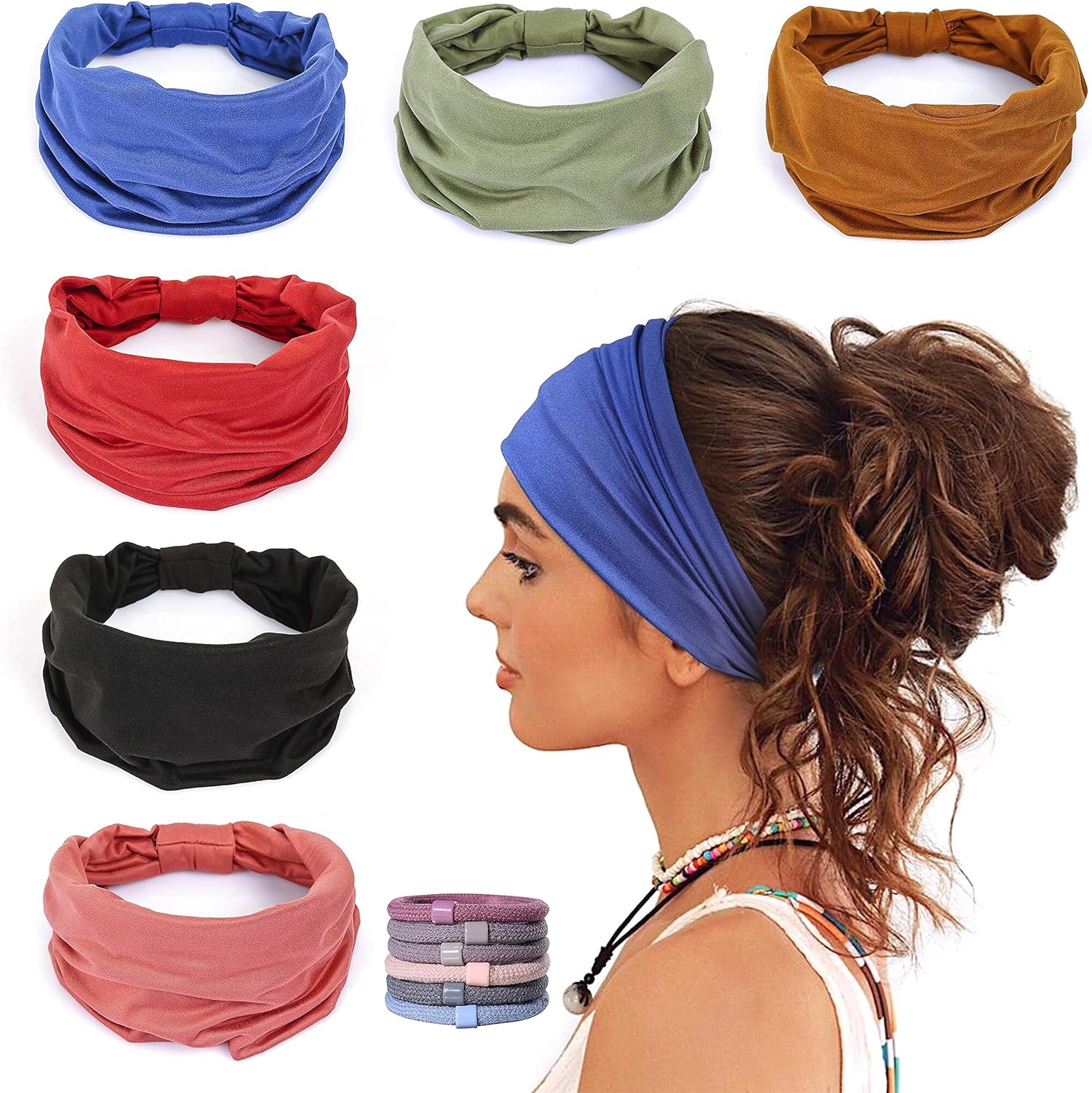 GiLi 6 Pack Wide Headbands for Women front view