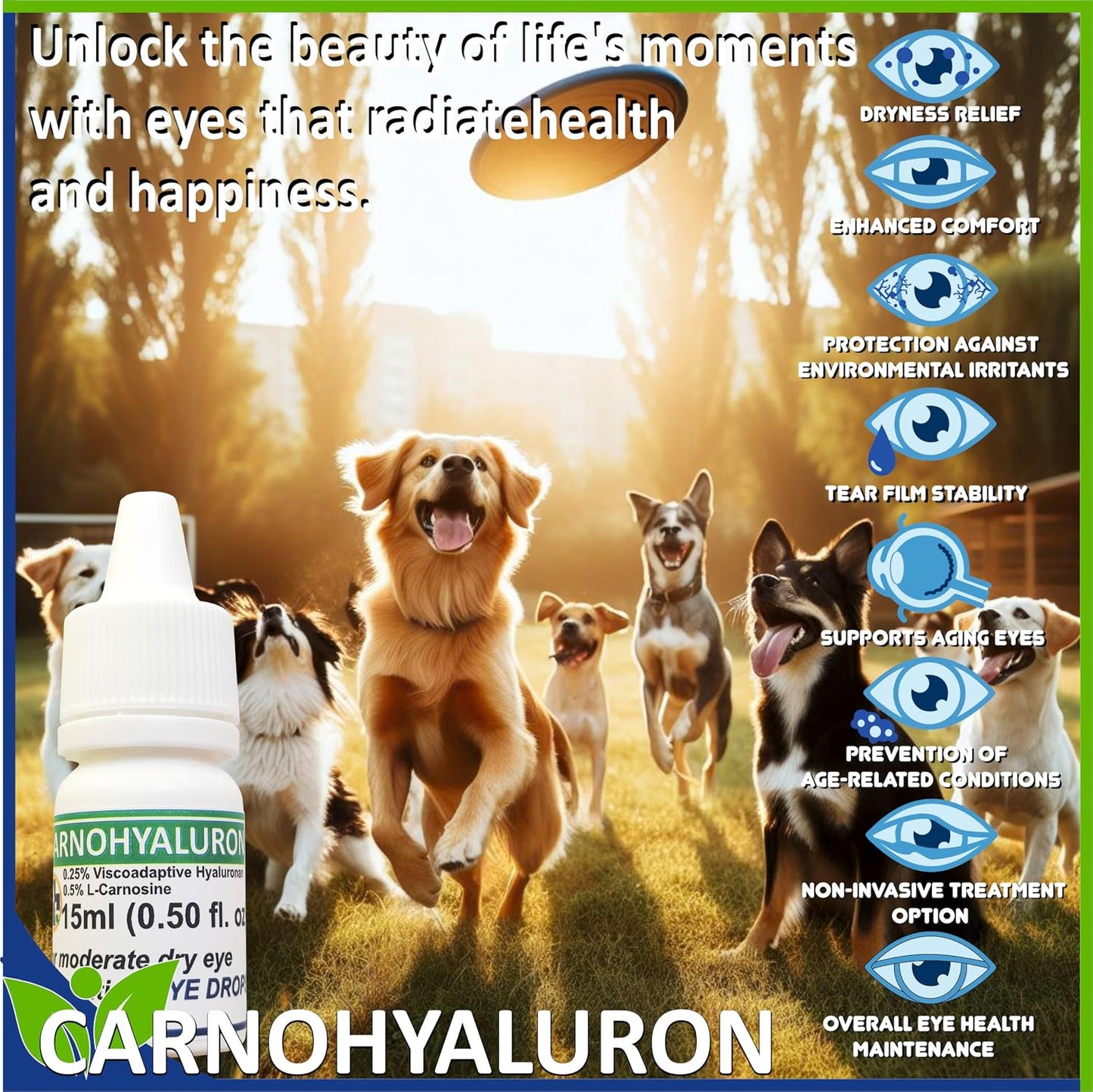 Side view of Handmade pet eye lubricant detailing daily application usage instructions