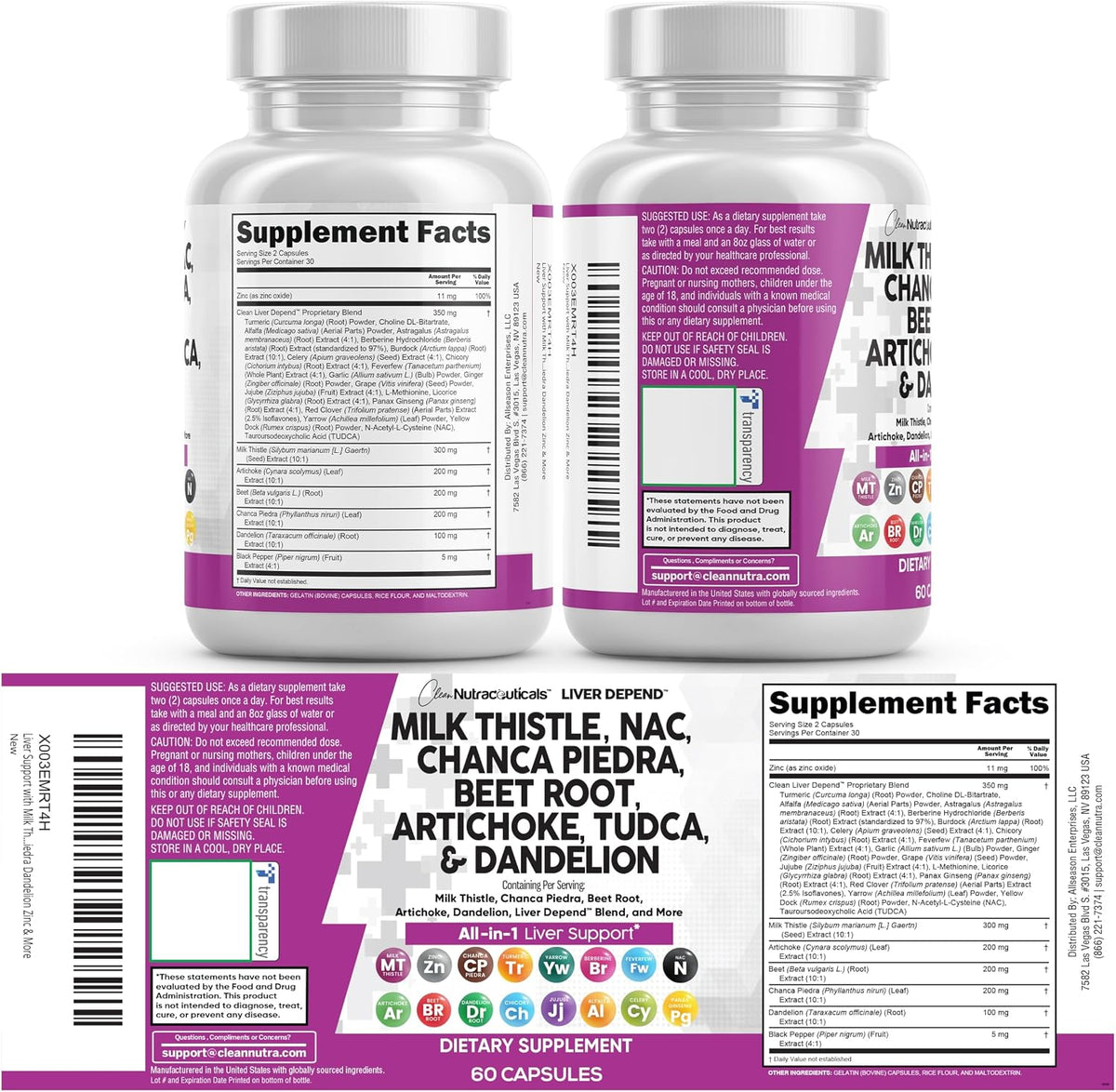 Clean Nutraceuticals Milk Thistle NAC Chanca Piedra Beet Root Artichoke Astragalus Dandelion Root - Liver Cleanse Detox & Repair Supplement Plus TUDCA Choline & Ginger - 1Pack - Image 9