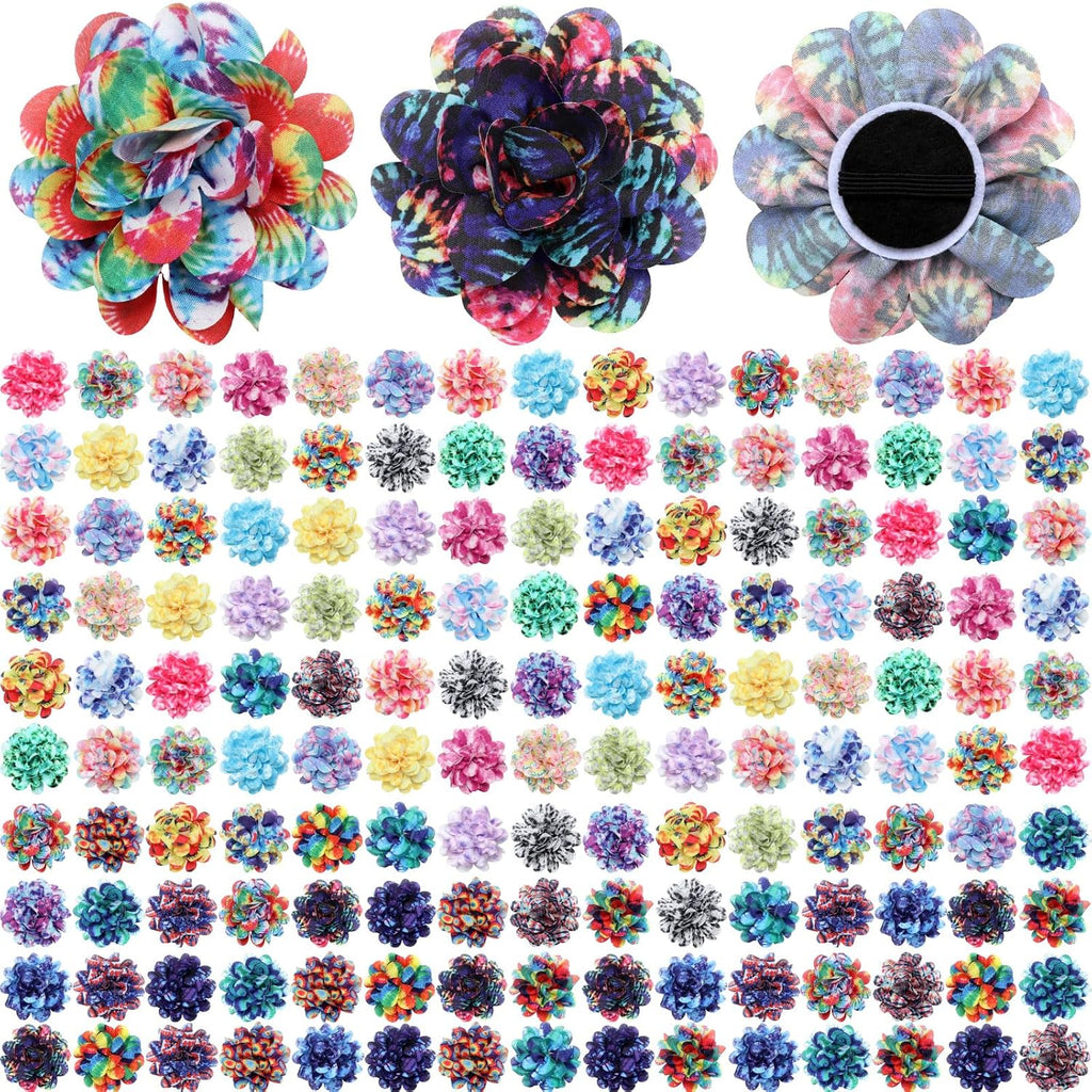 Sadnyy premium pet grooming accessory pack arranged neatly highlighting the diverse tie dye and floral colors