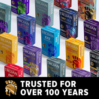 Close up view of the gold standard Trojan Magnum XL premium latex 12 count packaging.