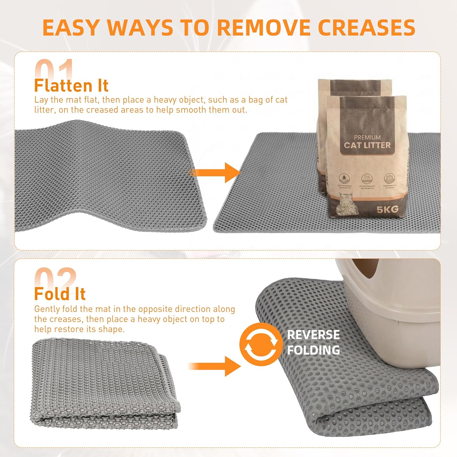 Close up of non slip backing on the grey Anywish pet mat.
