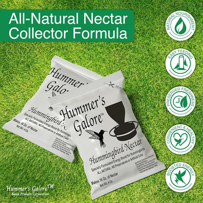 Four packets of Hummers Galore hummingbird food mix