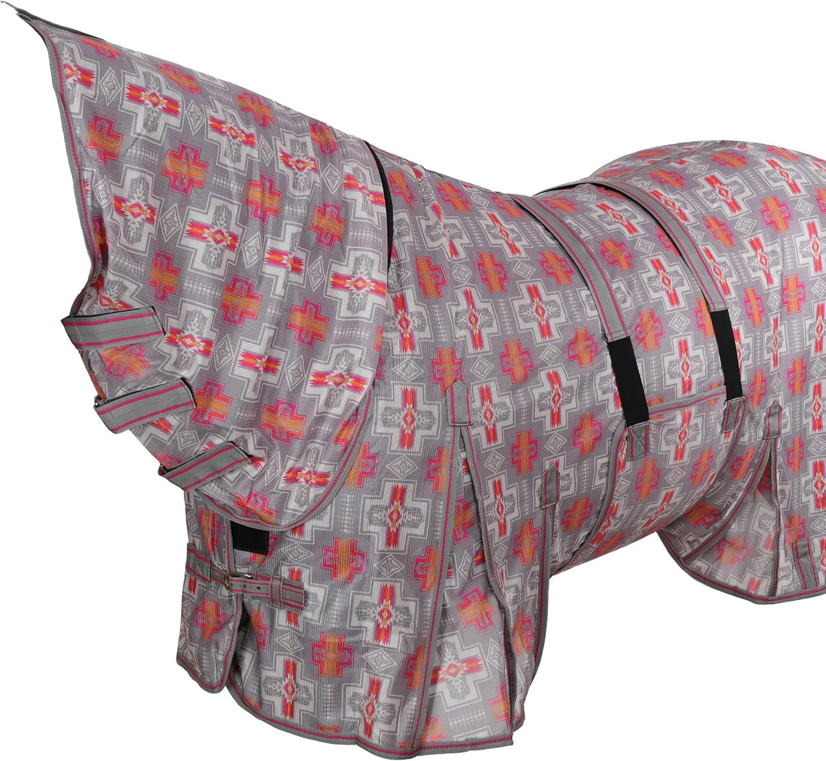 Showman horse fly sheet with Afterglow geometric pattern detail view