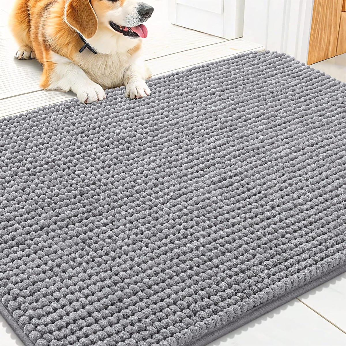 Smiry dog door mat for muddy paws grey front view