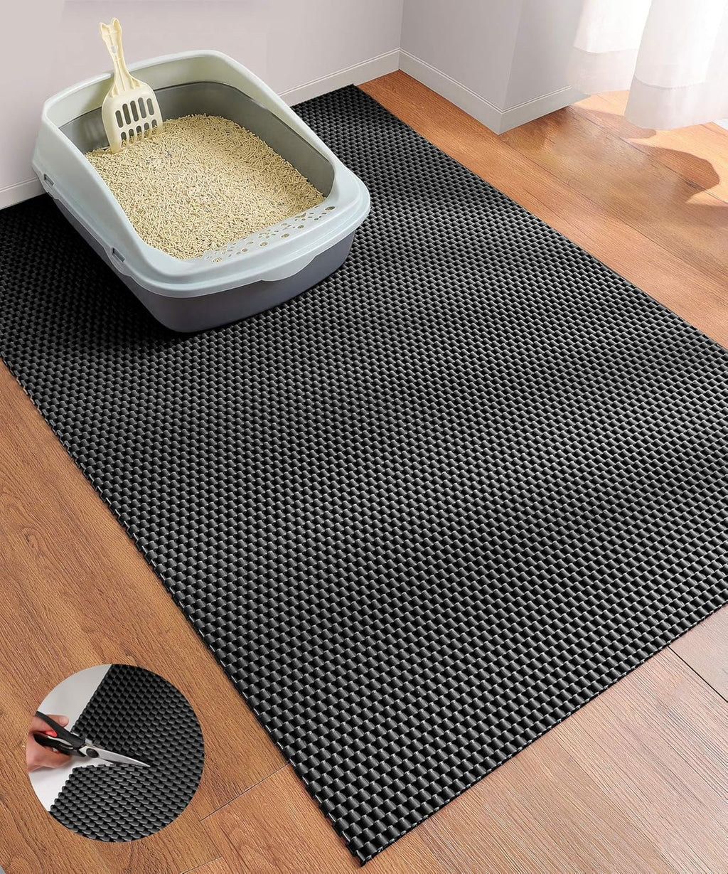 Cooyes Cat Litter Mat - Cut to Fit Any Place, 35"x23" Large Litter Trapping Mat for Litter Box, Easy to Clean, Waterproof & Non-Slip Kitty Pad, Scatter Control to Protect the Floor (Khaki) - Image 14