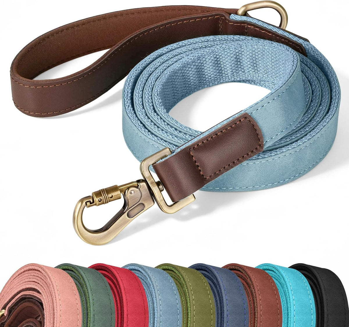Didog PU Leather Dog Leash for Small Dogs 4.5ft, Soft Padded Handle Dog Leashes for Medium Size, Walking and Training Leashes Faux Leather for Large Pet,Green - Image 12