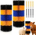 Joynny livestock scratching brush front view showing multi colored nylon bristles for cattle grooming