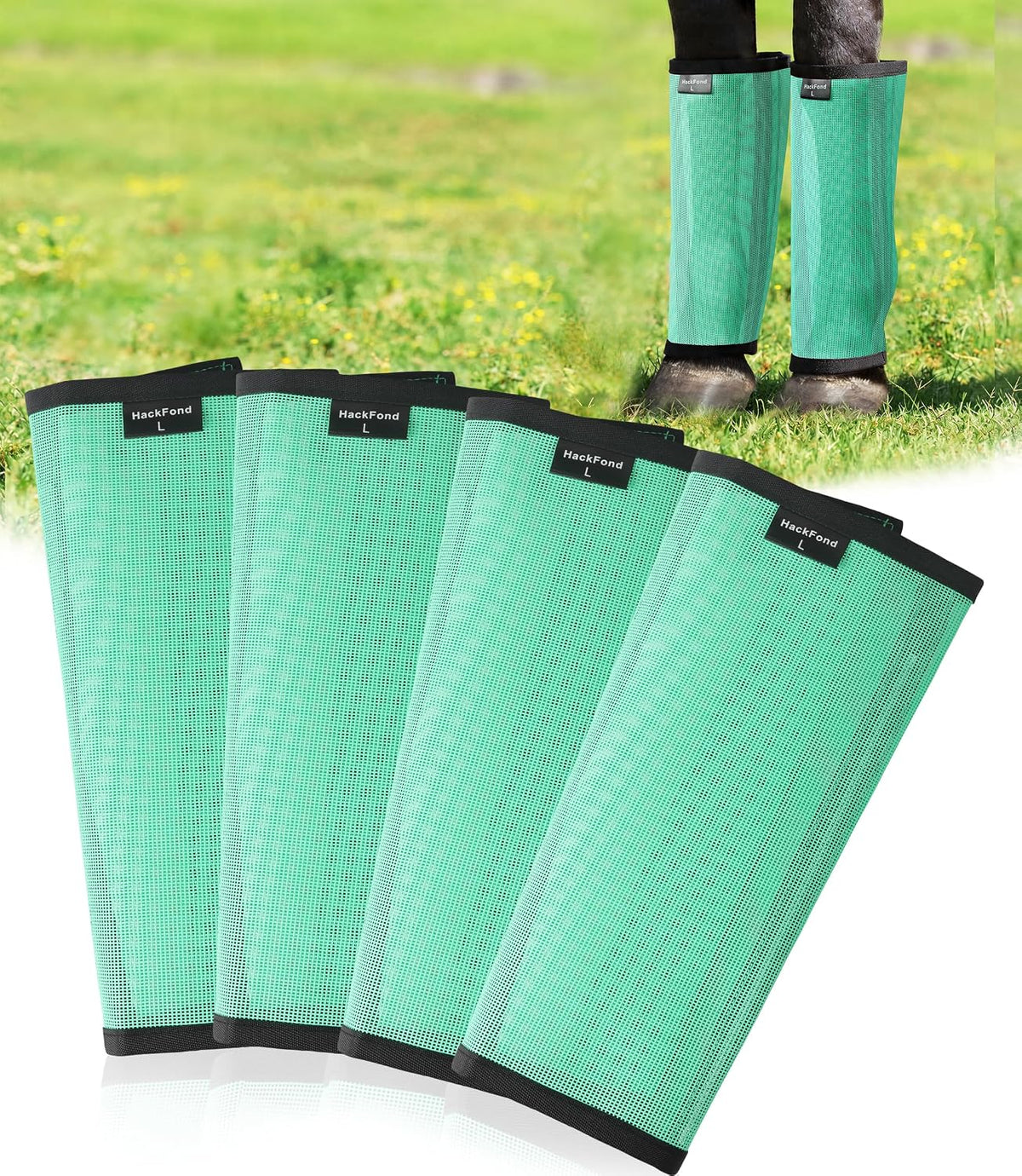 Premium imported HackFond horse leg wraps set of four highlighting insect protection capabilities
