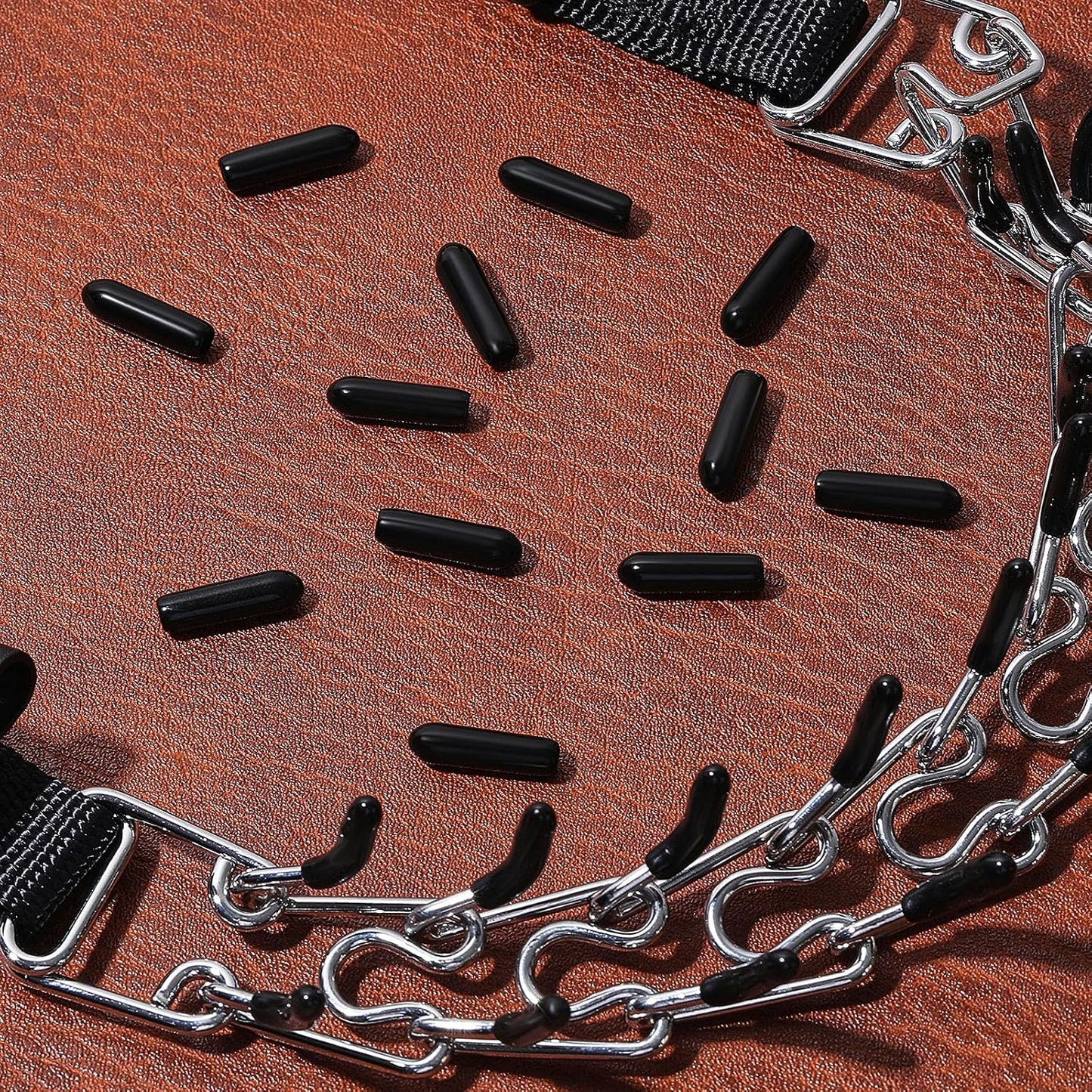 Frienda black rubber comfort tips showing the exact 2.5 mm sizing for standard training collars.