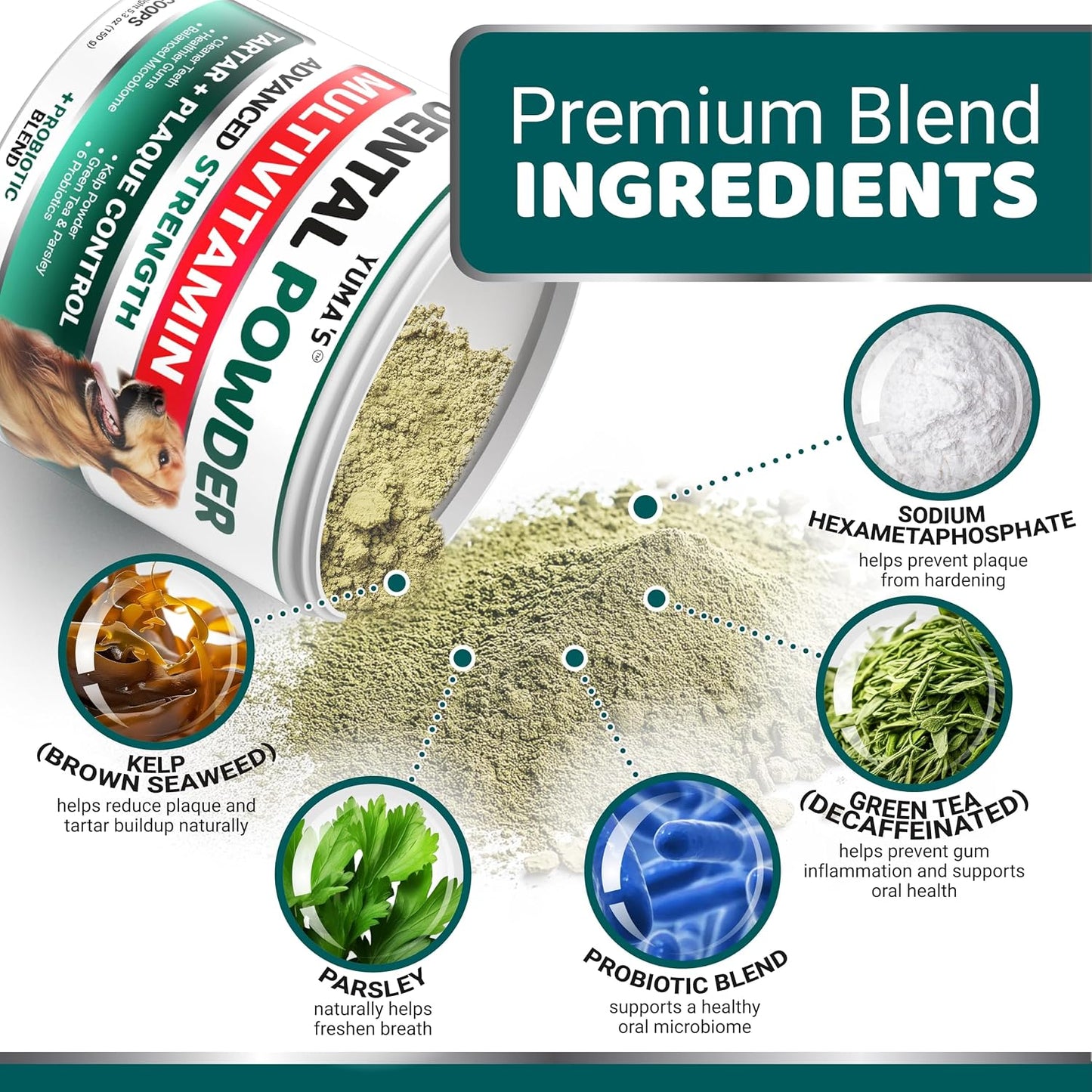 Premium USA imported pet dental supplement for tartar and plaque control