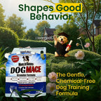 Natures Mace dog deterrent granules in a garden setting