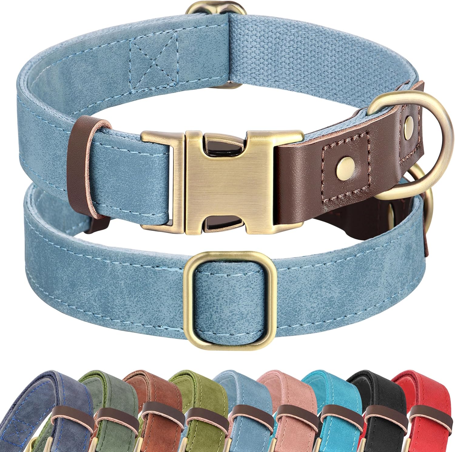 Didog Soft PU Leather Dog Collars for Small Dogs,Classic Adjustable Dog Collars with Quick Release Metal Buckle,Easy Clean and Comfortable with Nylon Lining,Green,S Neck 11-15" - Image 12